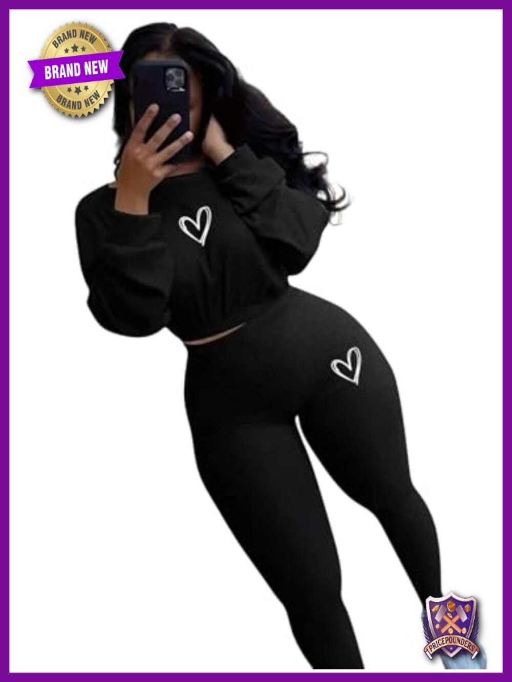 2 Piece Heart Print Pullover & Stretchy Leggings Set
